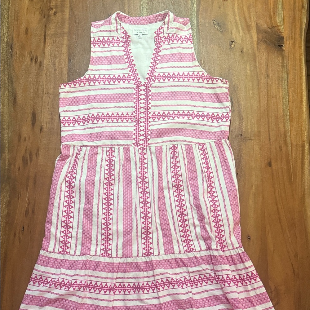Pink and White Patterned  Dress